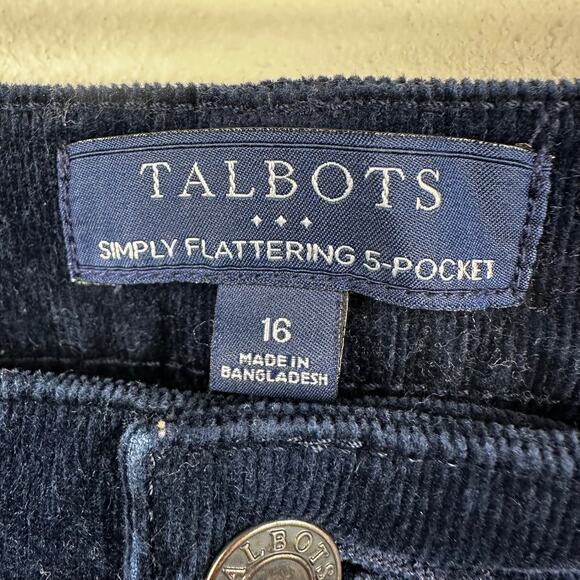 Talbots Corduroy Pants Simply Flattering Pocket Straight Stretch Classic Navy 16 - Picture 5 of 8